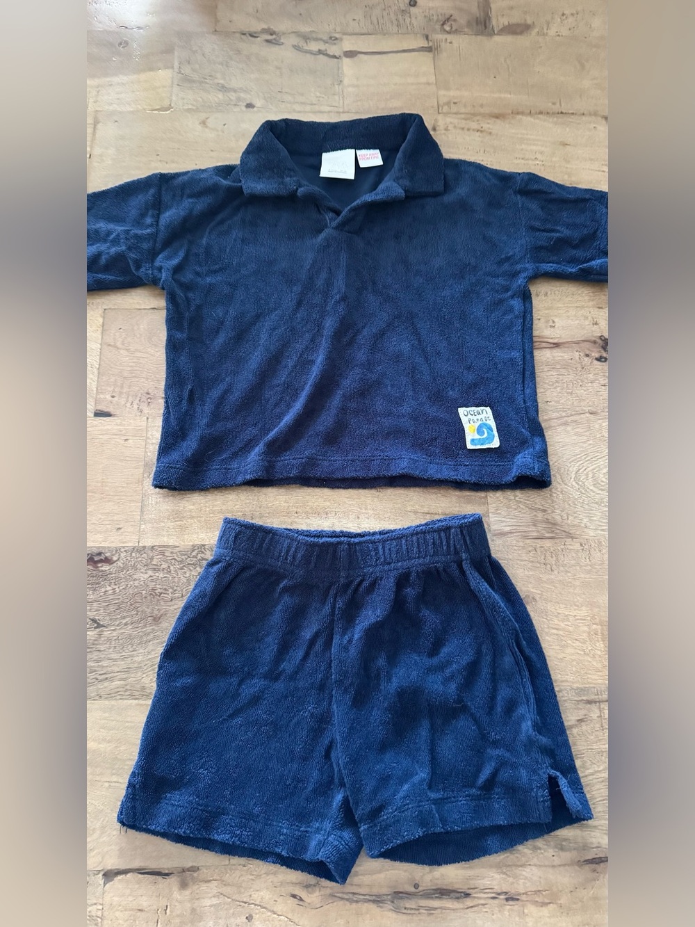 Zara Kids Navy Blue Terry cloth Two-Piece beach Set sz 2 years summer vacation